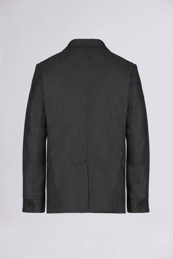Civico 7 => SINGLE-BREASTED SLIM BLAZER WITH ZIPPERED WELT POCKETS IN MICRO CHECKERED DARK GREY COOL WOOL Jackets - BREMBATI