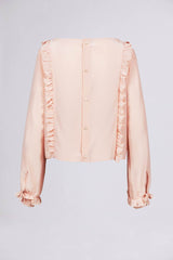 Alba Ruffo => RUFFLE-TRIMMED SILK BLOUSE Salmon pink Shirts - BREMBATI