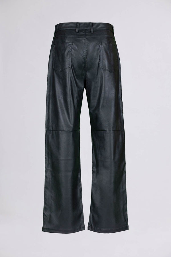 BREMBATI => FAUX LEATHER CARGO PANTS Black Trousers - BREMBATI