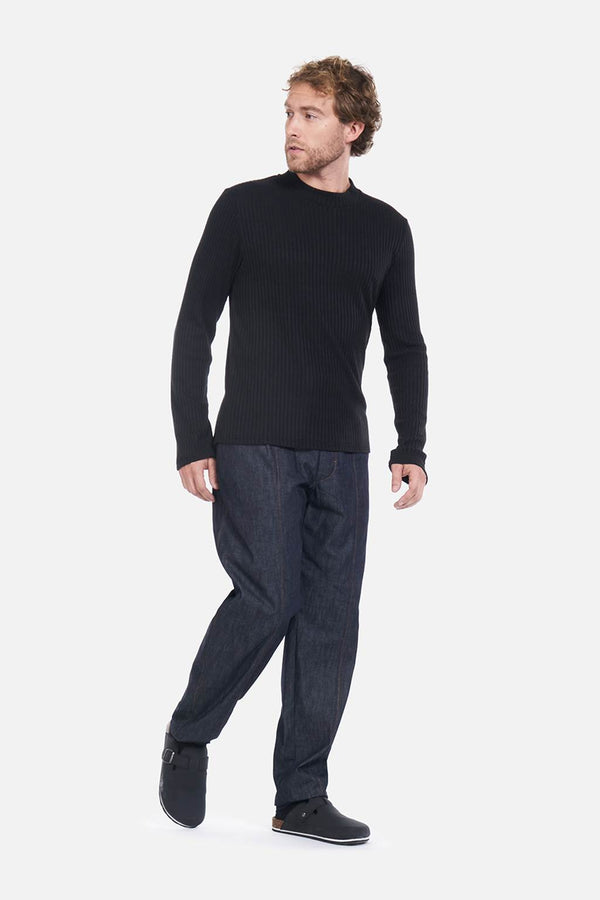 Mathi Janu => Ribbed-knit jumper in black T-Shirts - BREMBATI