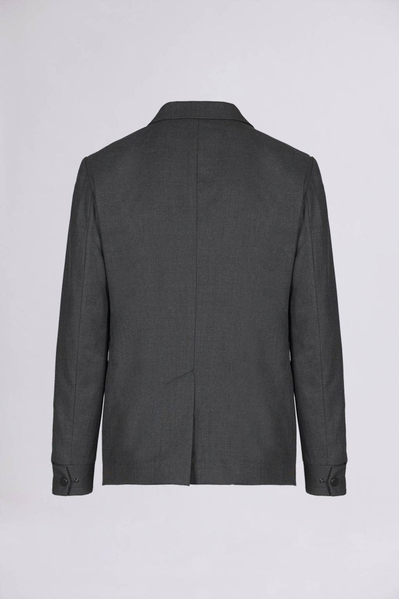 Civico 7 => SINGLE-BREASTED SLIM BLAZER WITH ZIPPERED WELT POCKETS IN CHECKERED DARK GREY COOL WOOL Jackets - BREMBATI