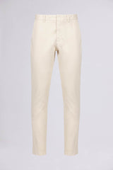 BREMBATI => SLIM-LEG COTTON TROUSERS White Trousers - BREMBATI