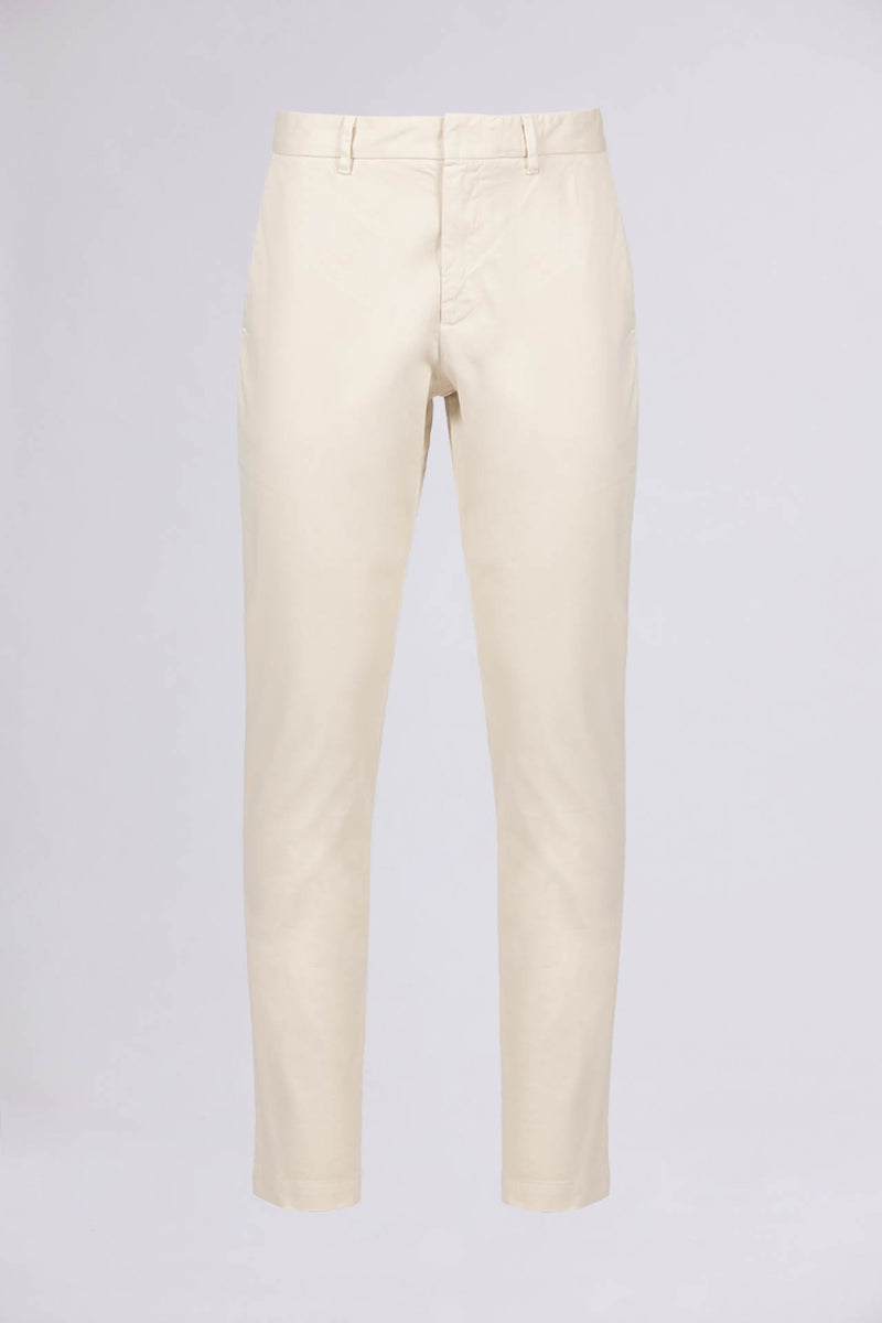 BREMBATI => SLIM-LEG COTTON TROUSERS White Trousers - BREMBATI