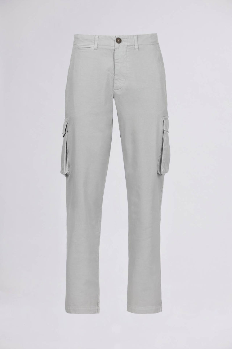 WIR - Wrong is right => COTTON CARGO TROUSERS Light Grey Trousers - BREMBATI