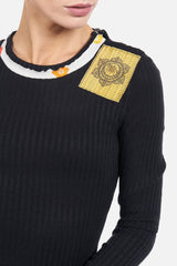 Mathi Janu => Ribbed-knit top in black T-Shirts - BREMBATI