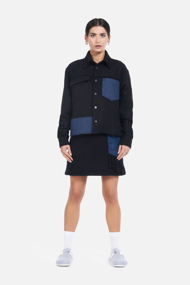Mathi Janu => Utility jacket in Black /Steel Blue Outerwear - BREMBATI