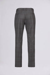 Civico 7 => REGULAR CHECKERED CHINO PANTS WITH PREFABRICATED BELT PATTERN IN DARK GREY COOL WOOL Trousers - BREMBATI