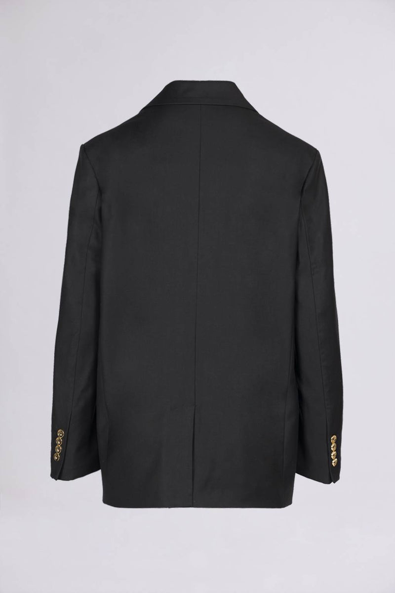 Alba Ruffo => MASCULINE-CUT SINGLE-BREASTED BLAZER WITH REVERS IN COOL WOOL COLOR BLACK Jackets - BREMBATI