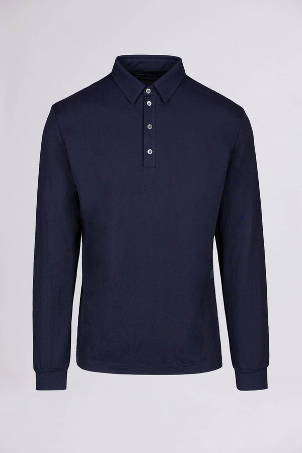 BREMBATI => Viscose and Nylon-Blend Polo Shirt in Navy T-Shirts - BREMBATI