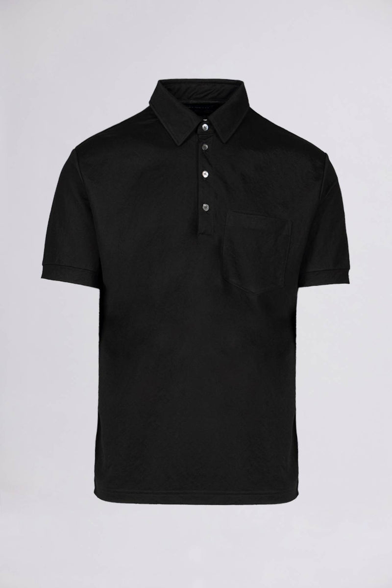 BREMBATI => KNITTED BLEND-VISCOSE POLO SHIRT Black T-Shirts - BREMBATI