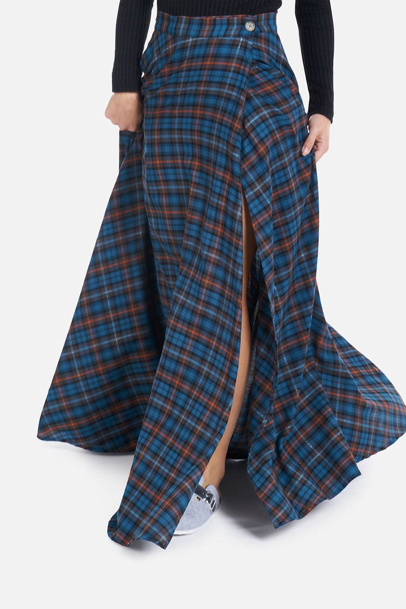 Mathi Janu => Checked long wrap skirt Skirts - BREMBATI