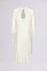 Alba Ruffo => SILK ASYMMETRIC MIDI DRESS White Dresses - BREMBATI
