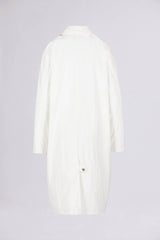 PADDED SINGLE-BREASTED MAXI RAINCOAT IN CHALK WHITE NYLON PAPER EFFECT