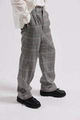 BREMBATI => PRINCE OF WALES TROUSERS Dark Grey Checked Trousers - BREMBATI