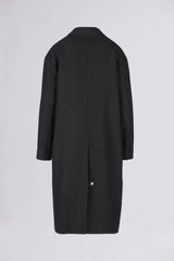 Alba Ruffo => WOOL-BLEND BOUCLE SINGLE-BREASTED LONG COAT WITH REVERS BLACK COLOR Coat - BREMBATI