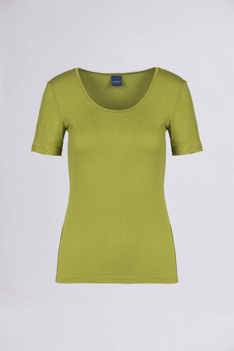 BREMBATI => VISCOSE JERSEY MADONNA NECKLINE T-SHIRT GREEN COLOR T-Shirts - BREMBATI