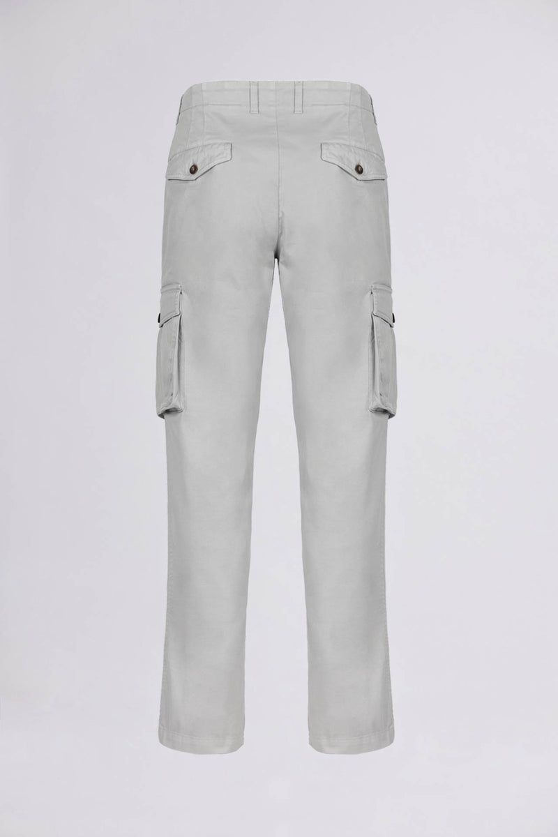 WIR - Wrong is right => COTTON CARGO TROUSERS Light Grey Trousers - BREMBATI