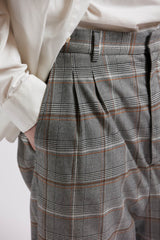 BREMBATI => PRINCE OF WALES TROUSERS Dark Grey Checked Trousers - BREMBATI