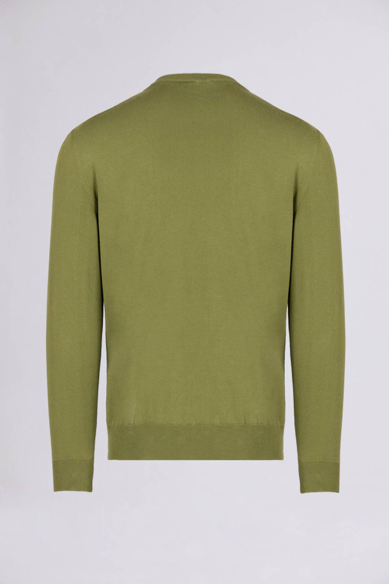 Civico 7 => CREW NECK COTTON-KNIT JUMPER Khaki Green Knitwear - BREMBATI