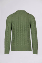 BREMBATI => CABLE-KNIT V-NECK JUMPER Khaki Green Knitwear - BREMBATI
