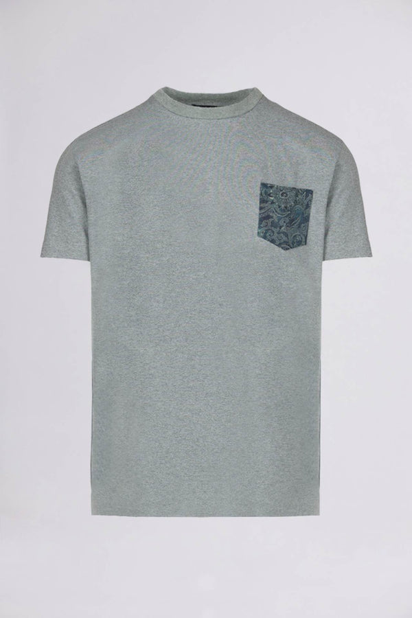 WIR - Wrong is right => PAISLEY-PRINT POCKET COTTON T-SHIRT  Dark Grey T-Shirts - BREMBATI