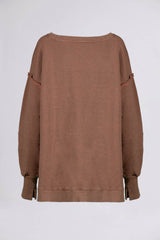 WIR - Wrong is right => DROPPED-SHOULDER OVERSIZED COTTON JUMPER Tobacco brown Sweaters - BREMBATI
