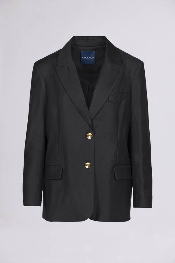 Alba Ruffo => MASCULINE-CUT SINGLE-BREASTED BLAZER WITH REVERS IN COOL WOOL COLOR BLACK Jackets - BREMBATI
