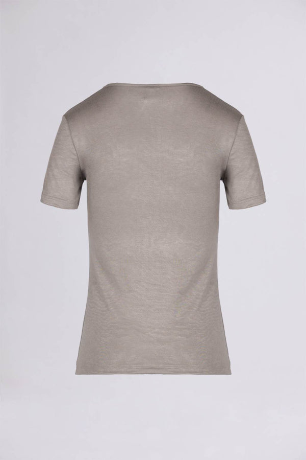 BREMBATI => VISCOSE JERSEY MADONNA NECKLINE T-SHIRT GREY COLOR T-Shirts - BREMBATI