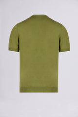 Civico 7 => CREW NECK COTTON-KNIT T-SHIRT Khaki Green Knitwear - BREMBATI