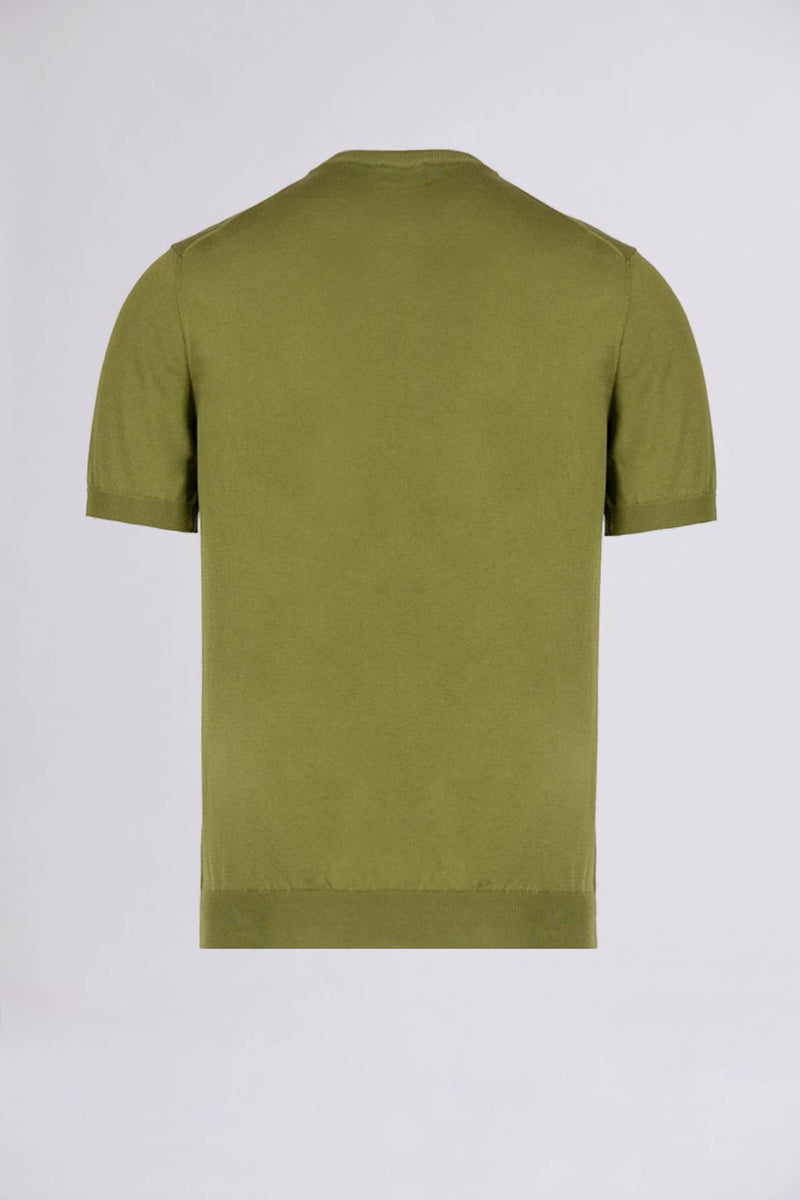 Civico 7 => CREW NECK COTTON-KNIT T-SHIRT Khaki Green Knitwear - BREMBATI