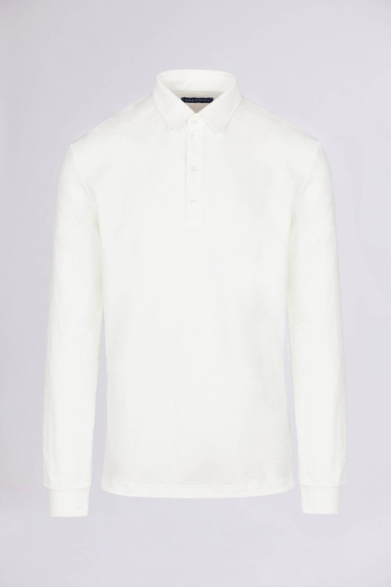 BREMBATI => Viscose and Nylon-Blend Polo Shirt in White T-Shirts - BREMBATI