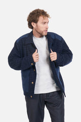 Mathi Janu => Patchwork cotton jacket in steel blue Outerwear - BREMBATI