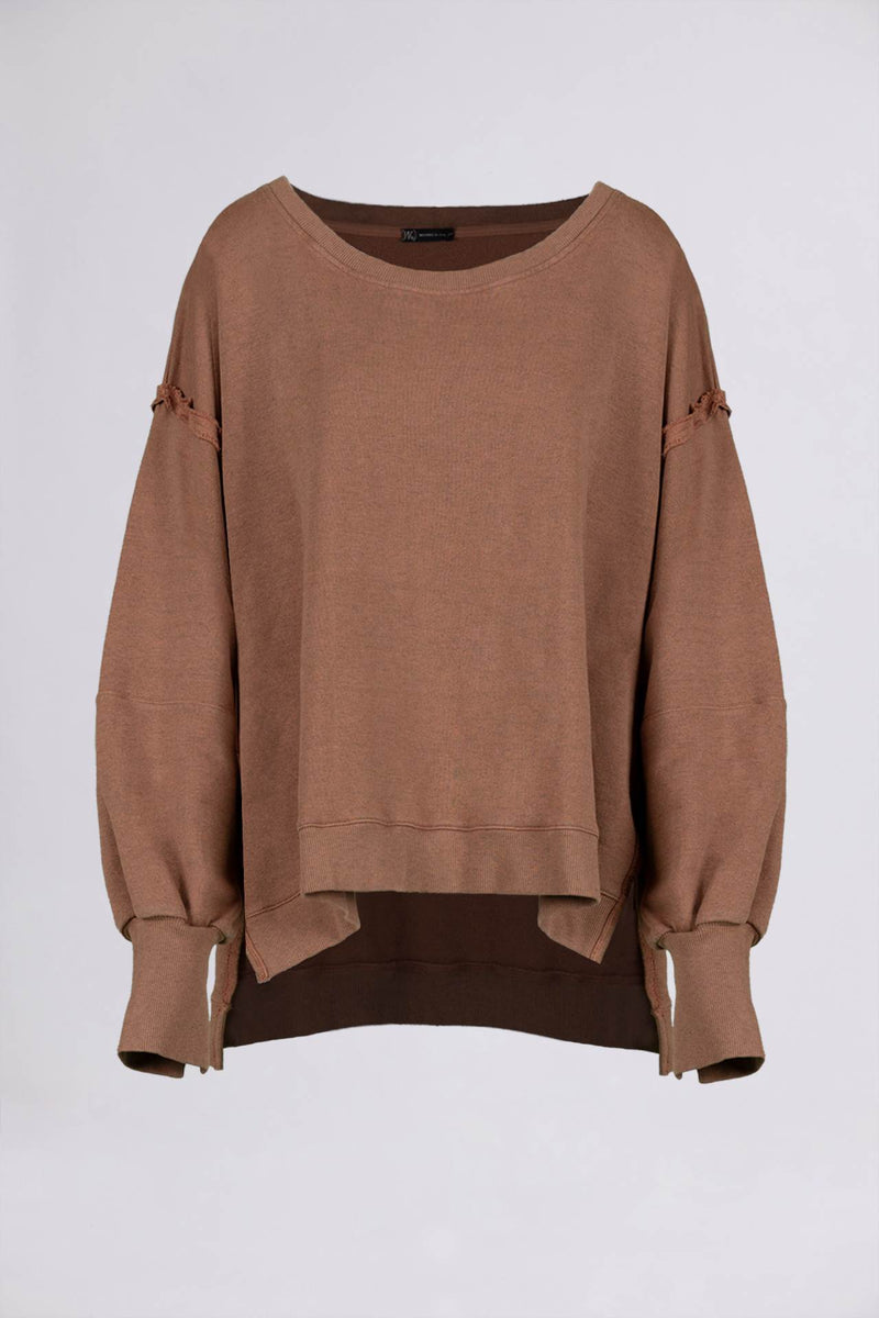 WIR - Wrong is right => DROPPED-SHOULDER OVERSIZED COTTON JUMPER Tobacco brown Sweaters - BREMBATI