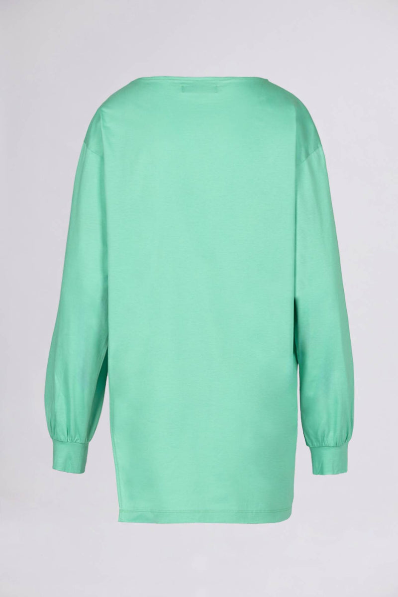 NOT FOUND => OVERSIZED BOAT-NECK MIDI JUMPER Turquoise T-Shirts - BREMBATI