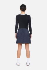 Mathi Janu => Pocket-checked denim miniskirt Skirts - BREMBATI