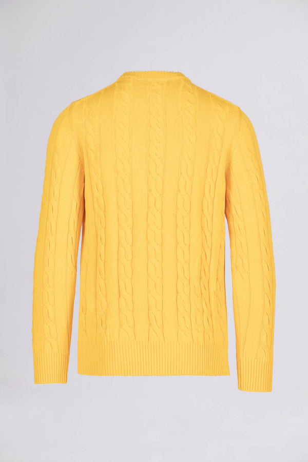 BREMBATI => CABLE-KNIT ROUND NECK JUMPER Yellow Knitwear - BREMBATI