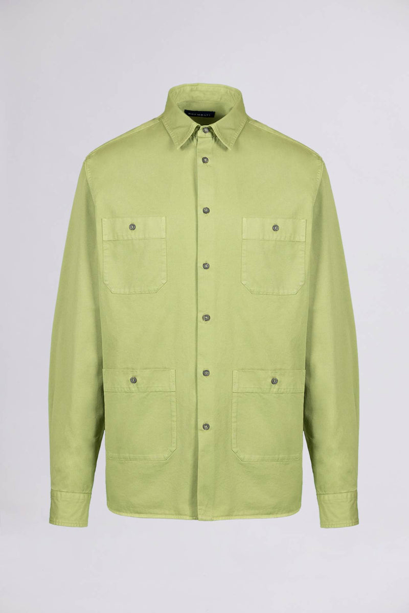 BREMBATI => UTILITY-STYLE COTTON SHIRT Lime green Shirts - BREMBATI