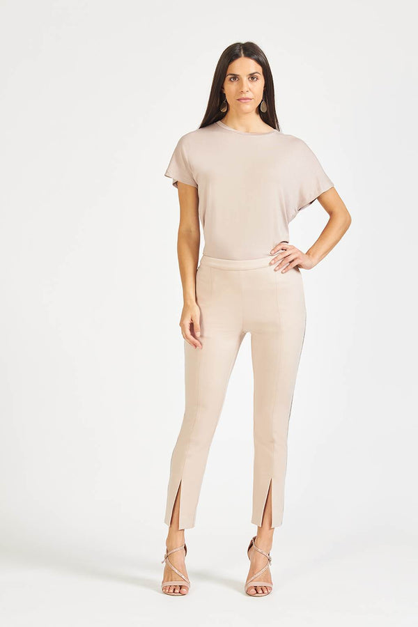 Elevating Ideas => Beige trousers front slit Trousers - BREMBATI