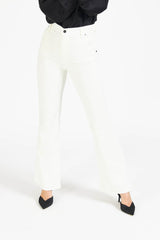 Millenee Optical white flared jeans for women