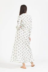 Millenee Off-whit long shirt dress with pattern