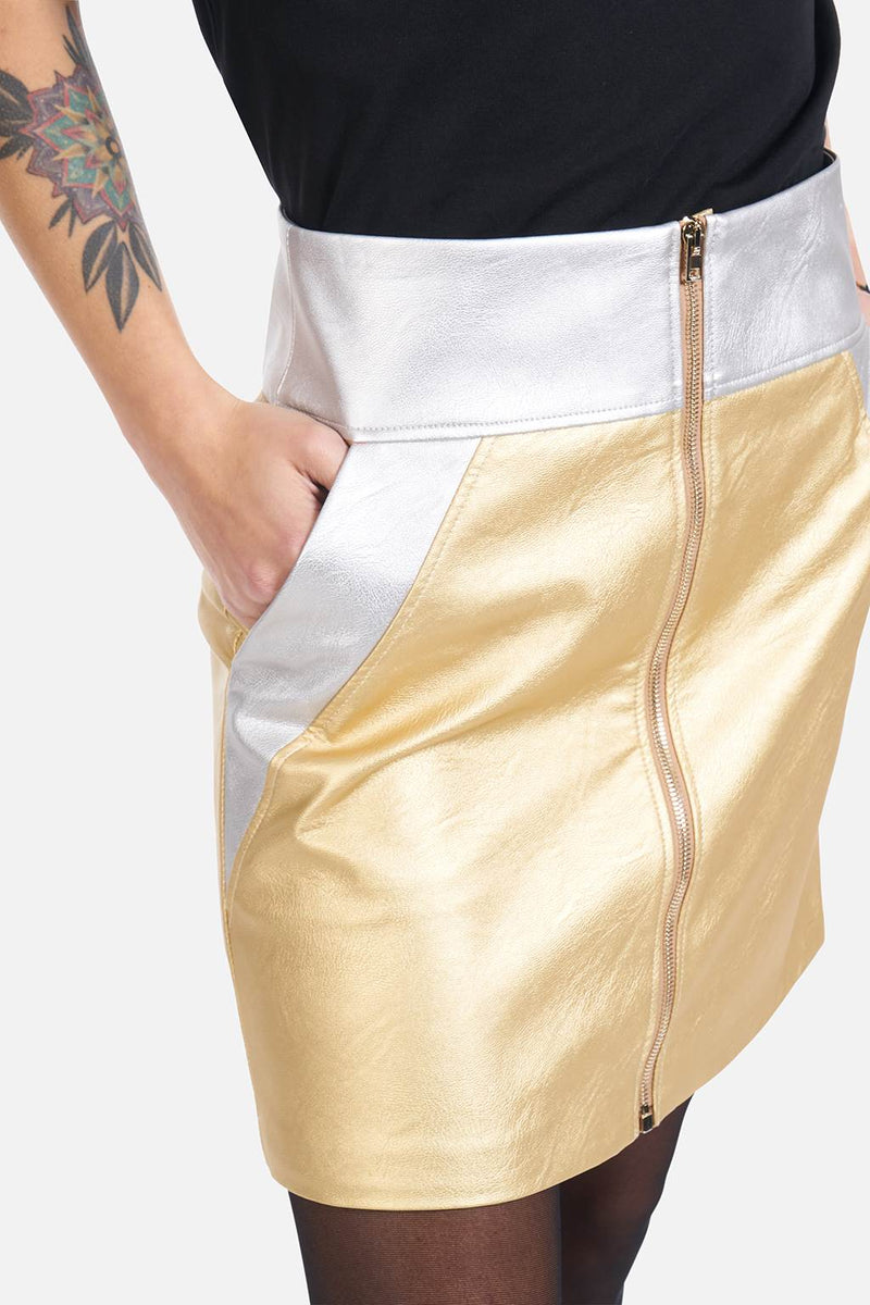 Miniskirt laminated in gold silver BREMBATI