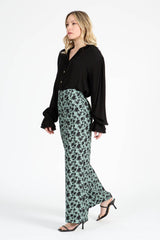 Alba Ruffo Black long sleeve ruffle blouse for women