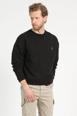 Not Found Black cotton crewneck sweatshirt for men