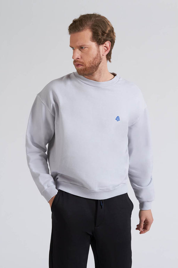 Not Found Grey cotton crewneck sweatshirt for men