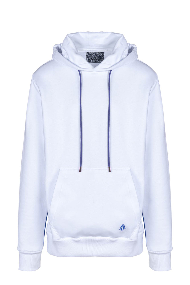 Not Found White cotton hoodie for men