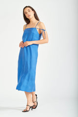 David Devant Light blue midi slip dress for women