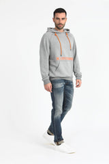 Crossbred kangaroo pouch hoodie grey cotton for men