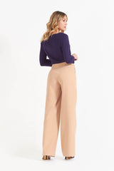 Brembati Wide-leg beige trousers for women