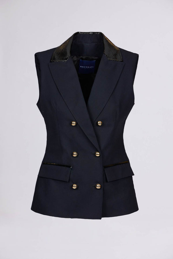 BREMBATI => Double-Breasted Tailored Waistcoat in Black Jackets - BREMBATI