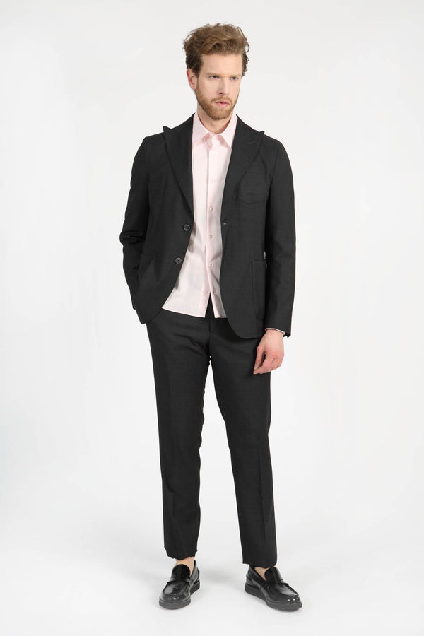 Civico 7 Black wool single-breasted suit for men